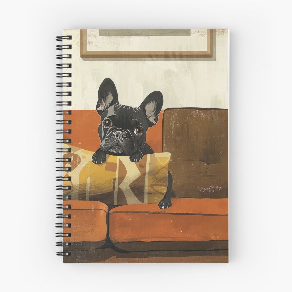Item preview, Cheeky French Bulldog Peeking over Couch Cushion Illustration designed and sold by Retrocranio.
