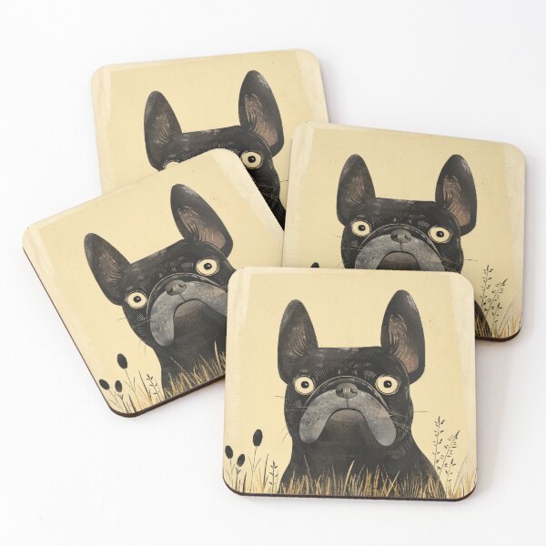 Item preview, Inquisitive French Bulldog in Golden Field Illustration designed and sold by Retrocranio.