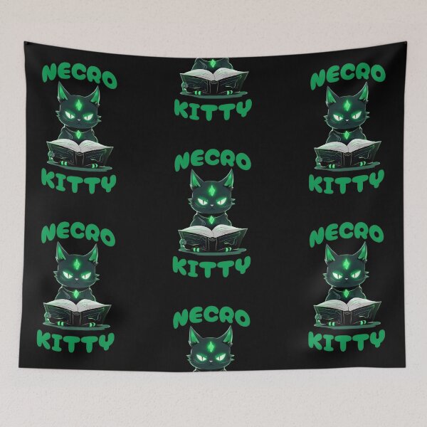 Item preview, Necrokitty, cool necromancer magic cat designed and sold by Merchattack.