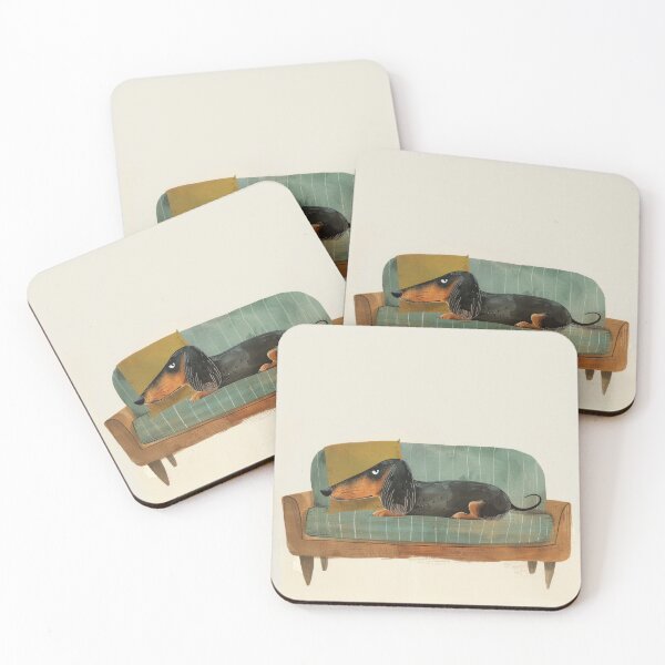 Item preview, Relaxed Dachshund on a Vintage Sofa Illustration designed and sold by Retrocranio.