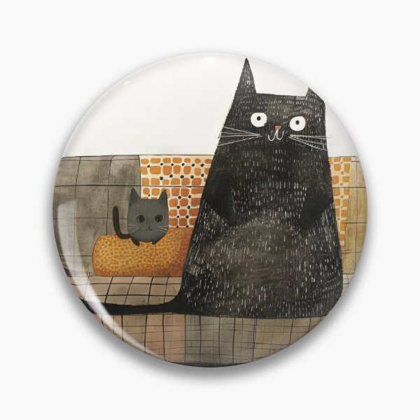 Item preview, Feline Duo: Black Cats on a Patterned Retro Sof designed and sold by Retrocranio.