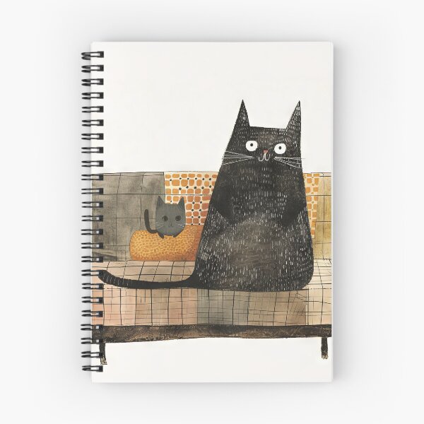Item preview, Feline Duo: Black Cats on a Patterned Retro Sof designed and sold by Retrocranio.