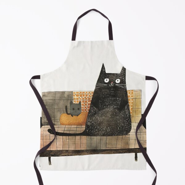 Item preview, Feline Duo: Black Cats on a Patterned Retro Sof designed and sold by Retrocranio.