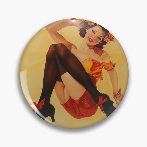 Item preview, Retro Pin-Up Charm: Golden Glamour with a Floral Twist designed and sold by Retrocranio.