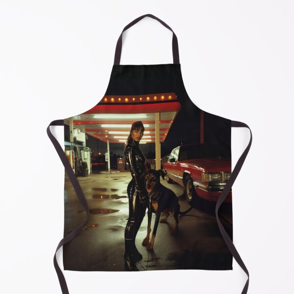 Item preview, Nocturnal Elegance: Woman with Doberman at Neon-Lit Station designed and sold by Retrocranio.