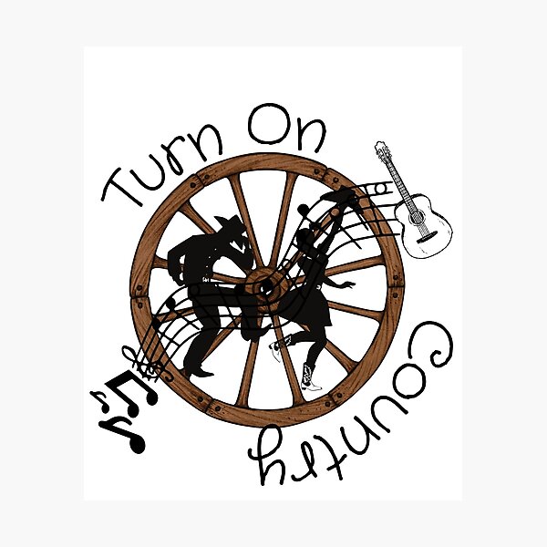 Item preview, Wagon Wheel Spin- Turn On Country Music Retro Minimalistic of Line Dancers designed and sold by Wolvescreate.