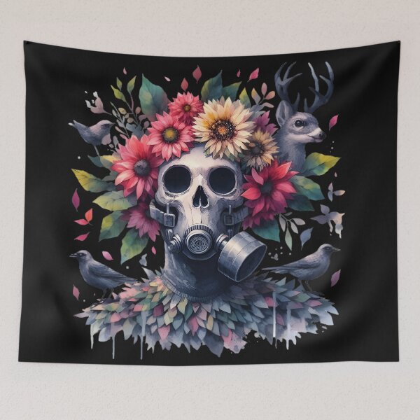 Item preview, Avian Flora Gas Mask Art: Surreal Horror Scene designed and sold by RebeccaRe.