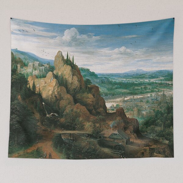 Item preview, Mountain Landscape with Waterfall and Mill designed and sold by tomorrowsart.