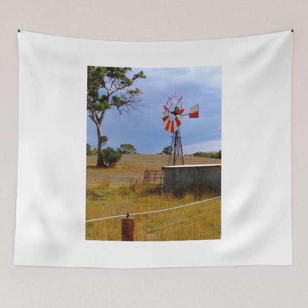Item preview, Red and White Windmill in Australian Countryside designed and sold by exploramum.
