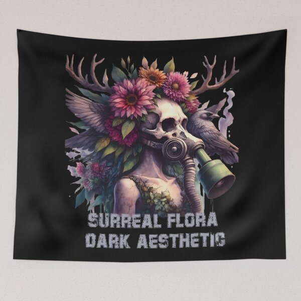 Item preview, Avian Flora Gas Mask Art: Surreal Horror Scene designed and sold by RebeccaRe.