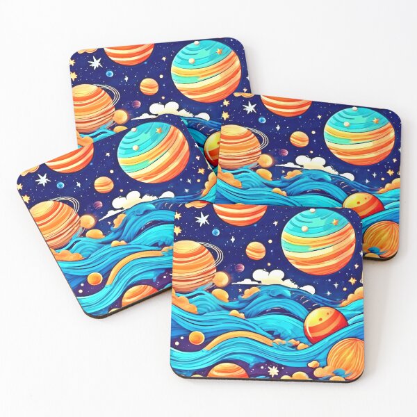Item preview, Cartoon Universe: Waves, Planets, and Stellar Skies designed and sold by Health And Fitness Posts e-Store.