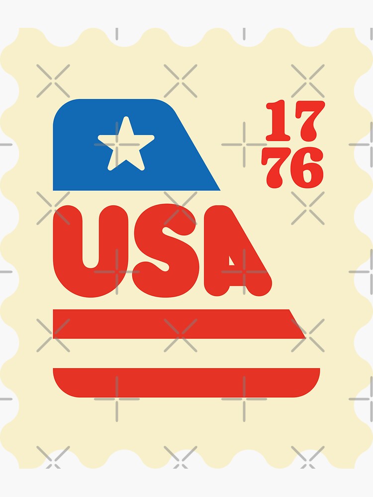 Thumbnail 3 of 3, Sticker, USA Retro Postage Stamp designed and sold by Aeronautdesign.