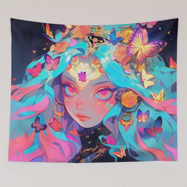 Item preview, Vibrant Butterfly Fantasy Anime Girl designed and sold by bubblegoth.