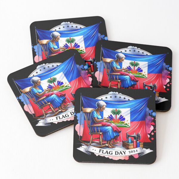 Item preview, 2024 Haitian Flag Day - Elderly Woman Sewing Flag Design  designed and sold by monetdesignsred.