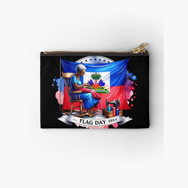 Item preview, 2024 Haitian Flag Day - Elderly Woman Sewing Flag Design  designed and sold by monetdesignsred.