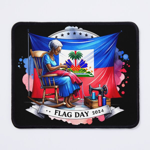 Item preview, 2024 Haitian Flag Day - Elderly Woman Sewing Flag Design  designed and sold by monetdesignsred.