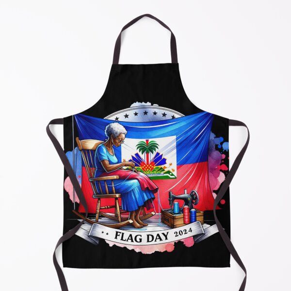 Item preview, 2024 Haitian Flag Day - Elderly Woman Sewing Flag Design designed and sold by monetdesignsred.