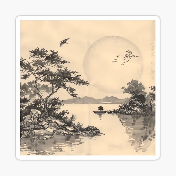 Item preview, Tranquility in Ink: Japanese Landscape designed and sold by vetustestudi.
