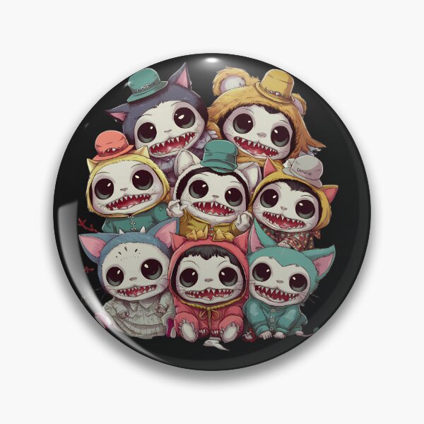 Artikelvorschau, Niedliche Monsterkätzchen-Gruppenillustration, Anime-Horror entworfen und verkauft von TrendyGraphTees.
