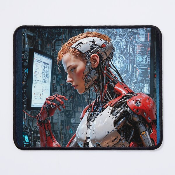 Item preview, She's Working On Her Final Upgrade Mesmerizing AI Concept Art Portrait by Xzendor7 designed and sold by Xzendor7 Digital Art Creations.