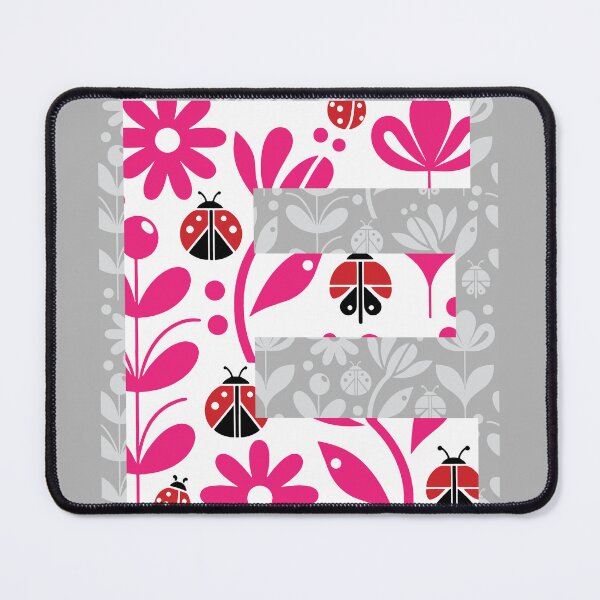 LADYBUG FLOWERS PINK LETTER E Mouse Pad
