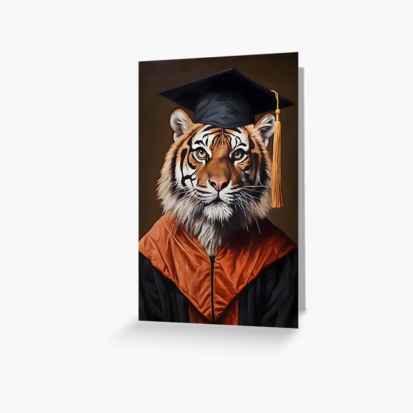 Artikel-Vorschau von Tiger-Abschlusskarte, designt und verkauft von ConfettiSkyArt.