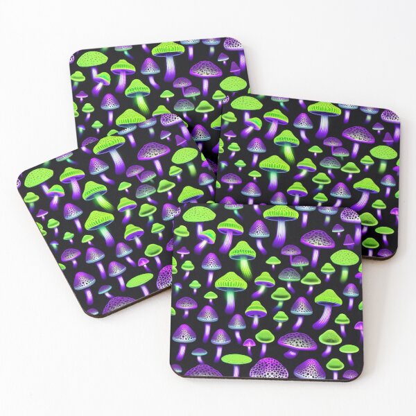 Item preview, Bioluminescent Psychedelic Mushroom Glow in the Dark Pattern designed and sold by DreamCraze.