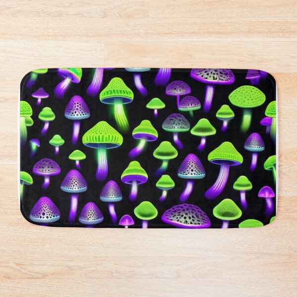 Item preview, Bioluminescent Psychedelic Mushroom Glow in the Dark Pattern designed and sold by DreamCraze.