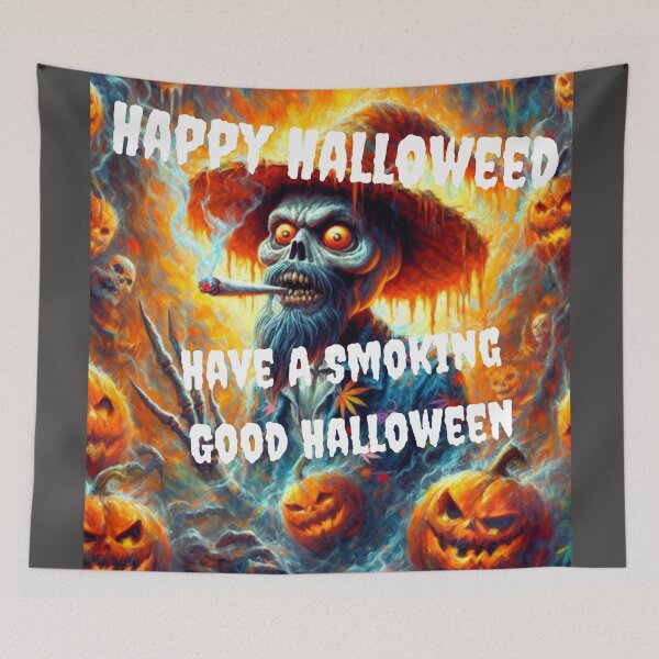 Item preview, Happy Halloweed- A Smokers Halloween Have a Smoking Good Time Zombie Pop Art Impressionism  designed and sold by Wolvescreate.