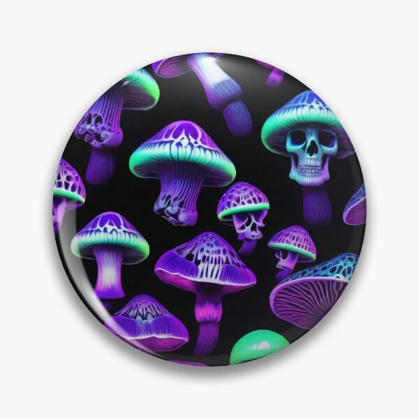 Item preview, Trippy Blacklight Skull Mushroom Bioluminescent Pattern designed and sold by DreamCraze.