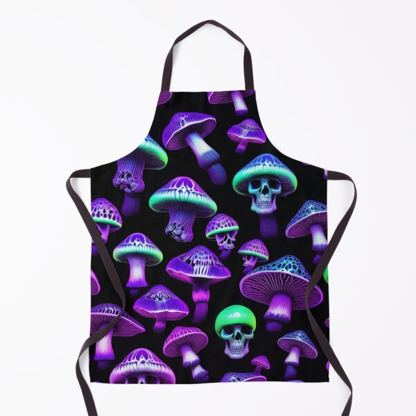 Item preview, Trippy Blacklight Skull Mushroom Bioluminescent Pattern designed and sold by DreamCraze.