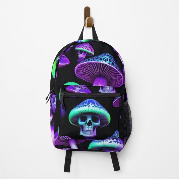 Item preview, Trippy Blacklight Skull Mushroom Bioluminescent Pattern designed and sold by DreamCraze.