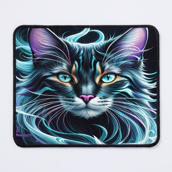 Item preview, Abstract Beautiful Cat in Neon Colors designed and sold by PixelCraftDSG.