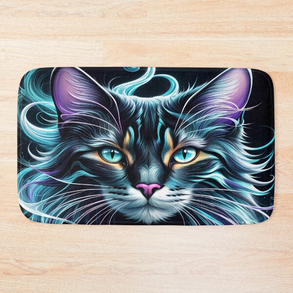 Item preview, Abstract Beautiful Cat in Neon Colors designed and sold by PixelCraftDSG.