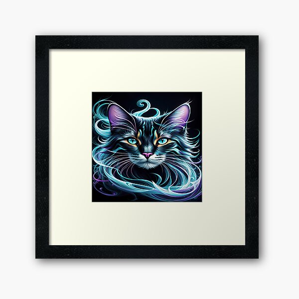 Item preview, Abstract Beautiful Cat in Neon Colors designed and sold by PixelCraftDSG.