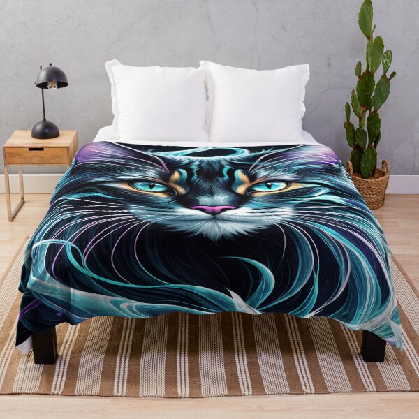 Item preview, Abstract Beautiful Cat in Neon Colors designed and sold by PixelCraftDSG.