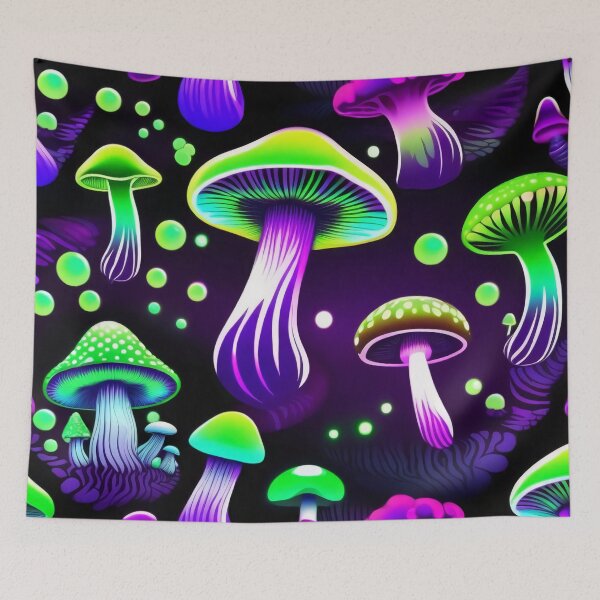 Item preview, Glowing Trippy Mushroom Bioluminescent Blacklight Colors designed and sold by DreamCraze.