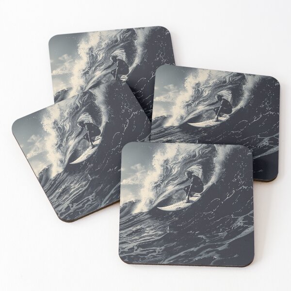 Item preview, Monochrome Crest - A Surfer's Dance on the Majestic Wave designed and sold by Tsurfinculture.