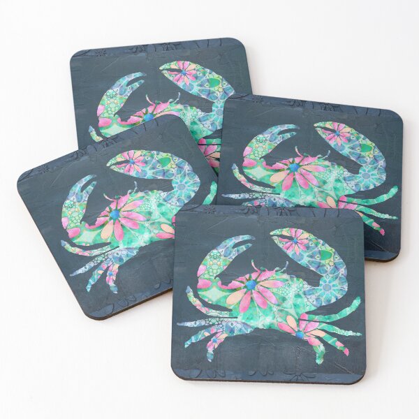 Item preview, Dancing Daisies Crab Art 1 Beachy Beach Art designed and sold by Sharon Cummings Art.