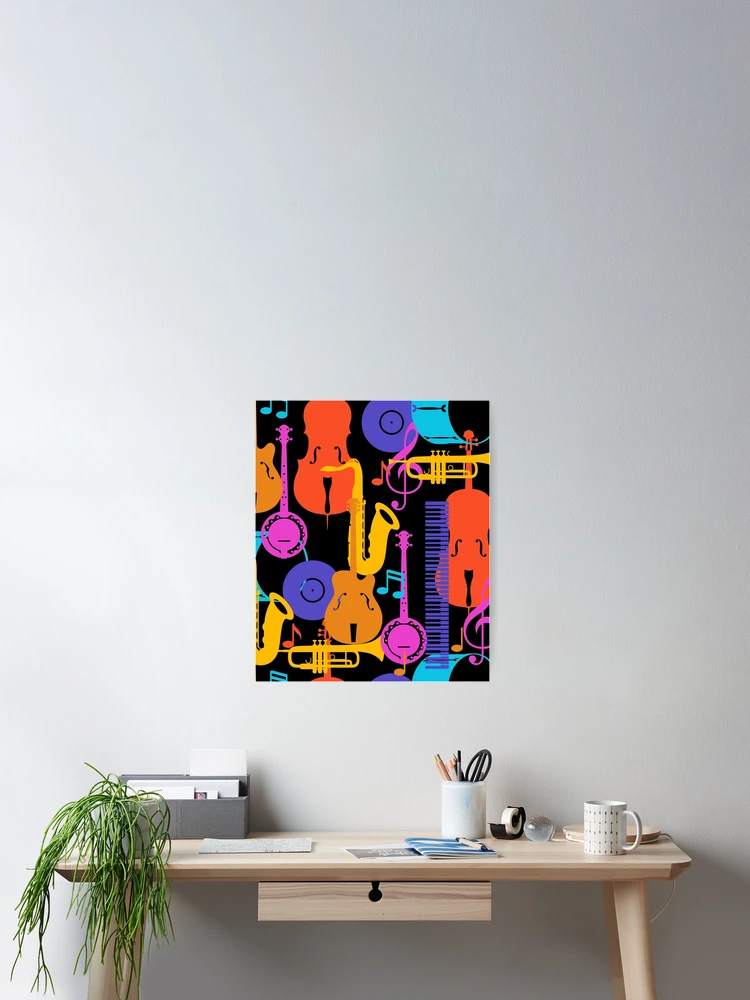 Thumbnail 2 of 3, Poster, Musical Instruments In Fun Color designed and sold by BrightrDayMusicArt.