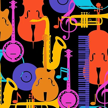 Artwork thumbnail, Musical Instruments In Fun Color by BrightrDayMusicArt