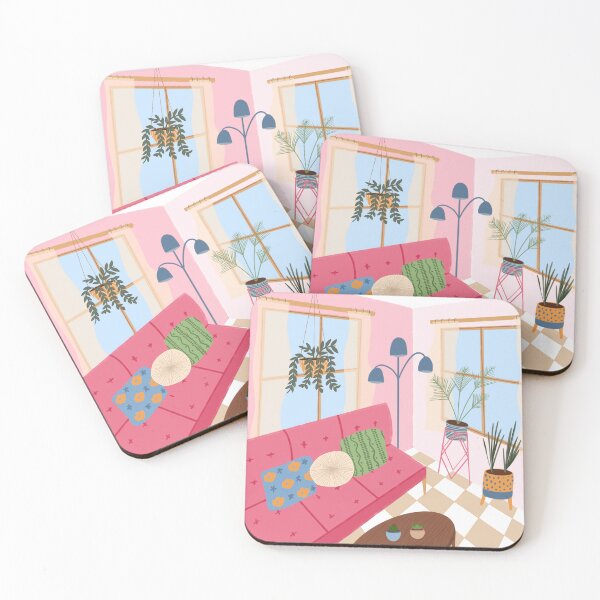 Item preview, Pink Plant Lover Cozy Living Room designed and sold by Croquis & Delight.