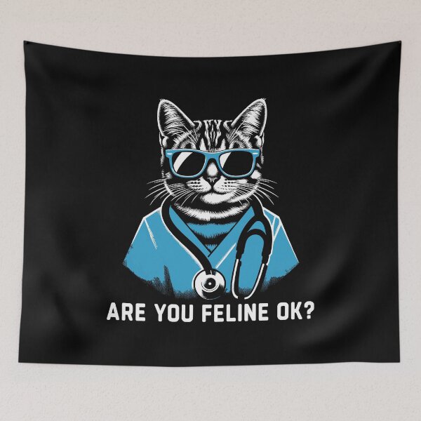 Item preview, Are You Feline OK? Retro Cat Nurse Gifts Nurse Week Gifts Funny Nurse designed and sold by KsuAnn.