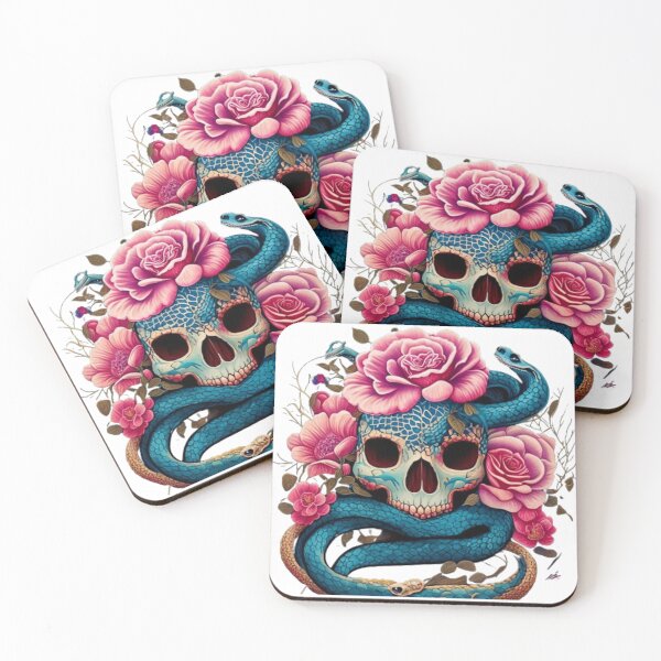Item preview, Snake wrapped around skull designed and sold by luna--design.