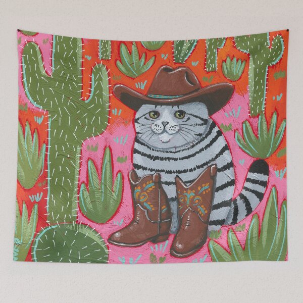 Item preview, Chonky Cowboi Cat designed and sold by KilkennyCat Art.