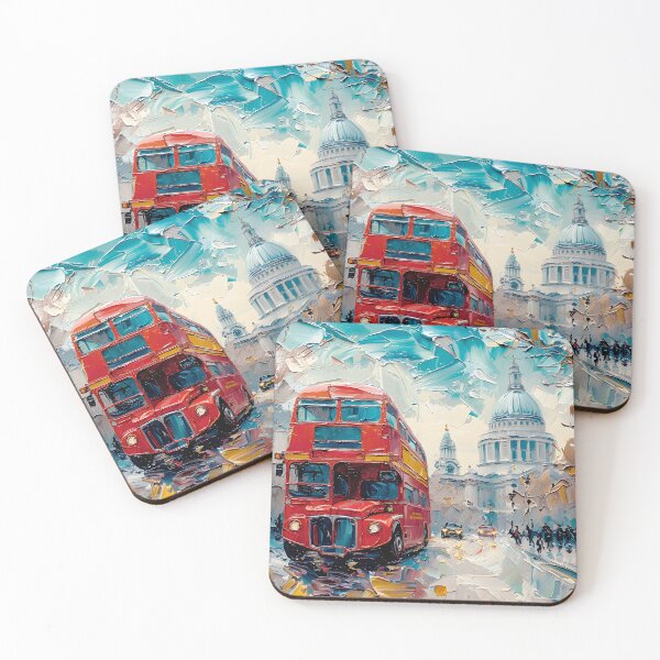 Item preview, Vintage Oil Painting London Bus Print, Modern Art for London Enthusiasts designed and sold by URBANBADA.