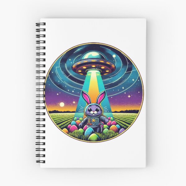 Item preview, flying saucer with ufo rabbit and colorful easter eggs  Easter Funny animals designed and sold by Expressions-Sel.
