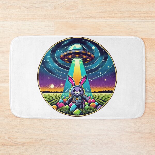 Item preview, flying saucer with ufo rabbit and colorful easter eggs  Easter Funny animals designed and sold by Expressions-Sel.