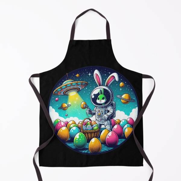 Item preview, flying saucer with ufo rabbit and colorful easter basket eggs  Easter Funny animals designed and sold by Expressions-Sel.