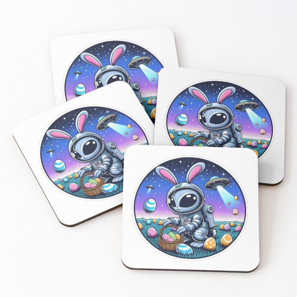 Item preview, ufo rabbit and colorful easter eggs  Easter Funny animals designed and sold by Expressions-Sel.